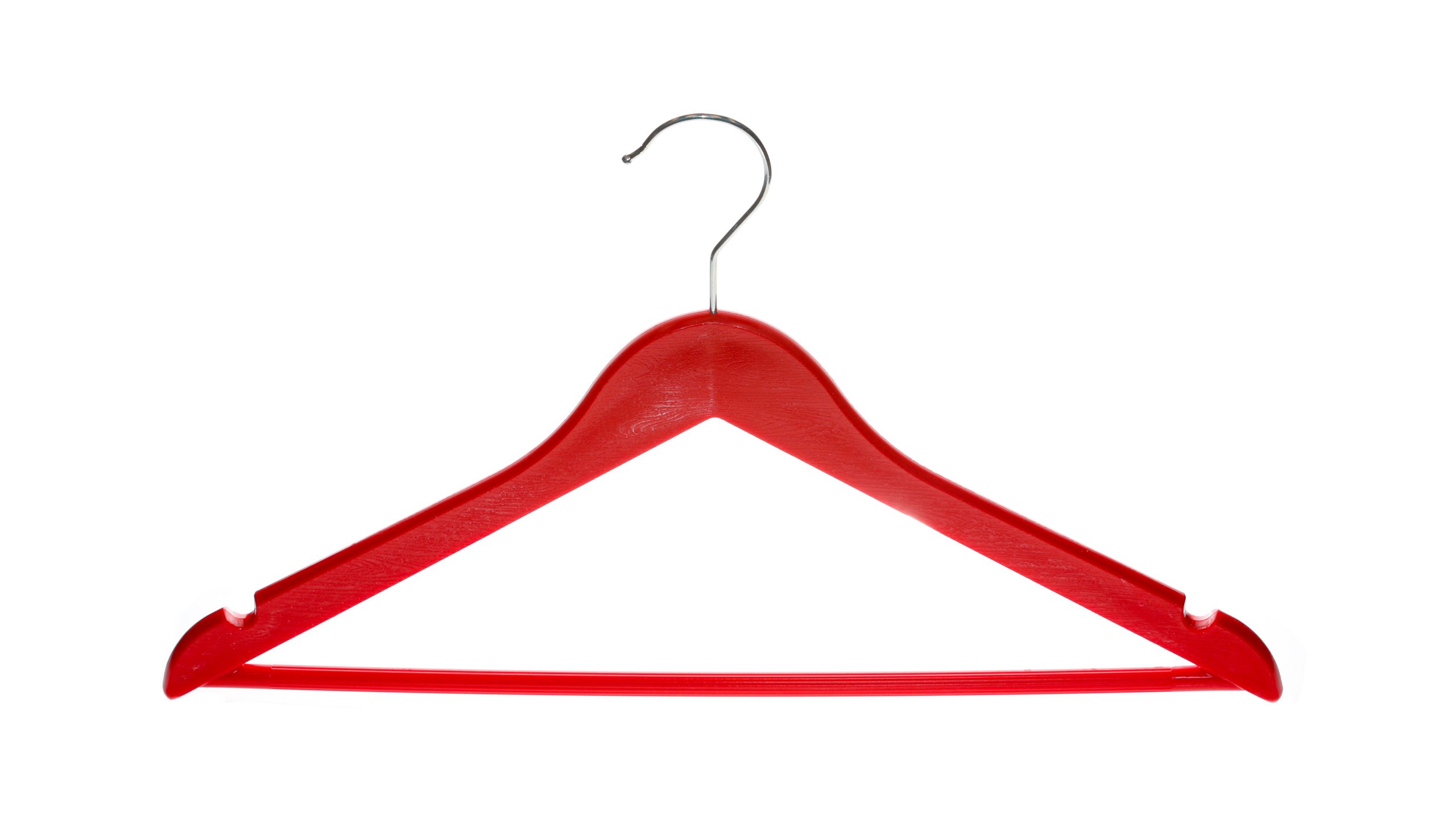 Imitation Red Wooden Plastic Hangers with Trouser Bar L - Clothes