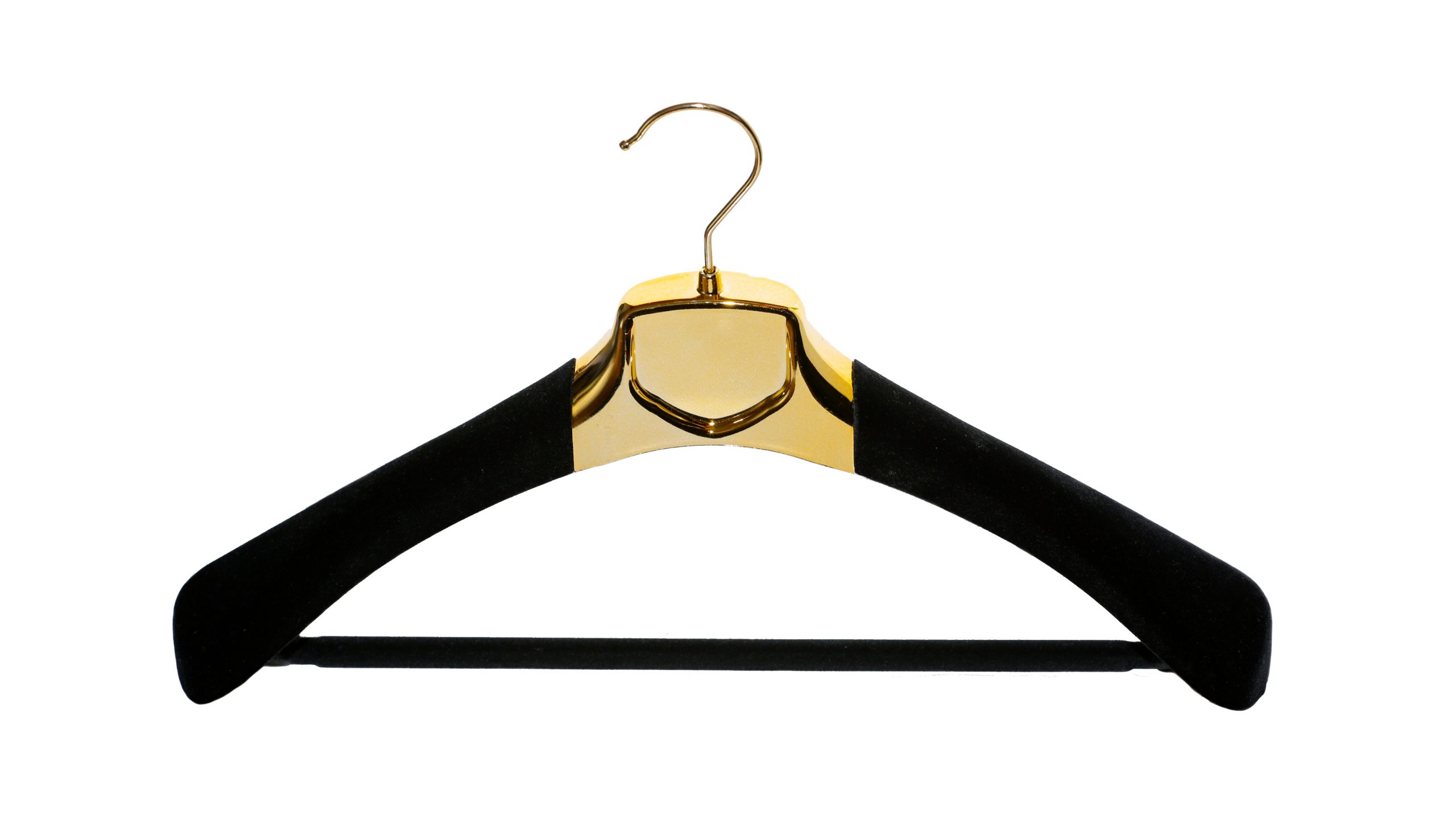 Velvet Gold and Black Hangers with Trouser Bar - Clothes hangers