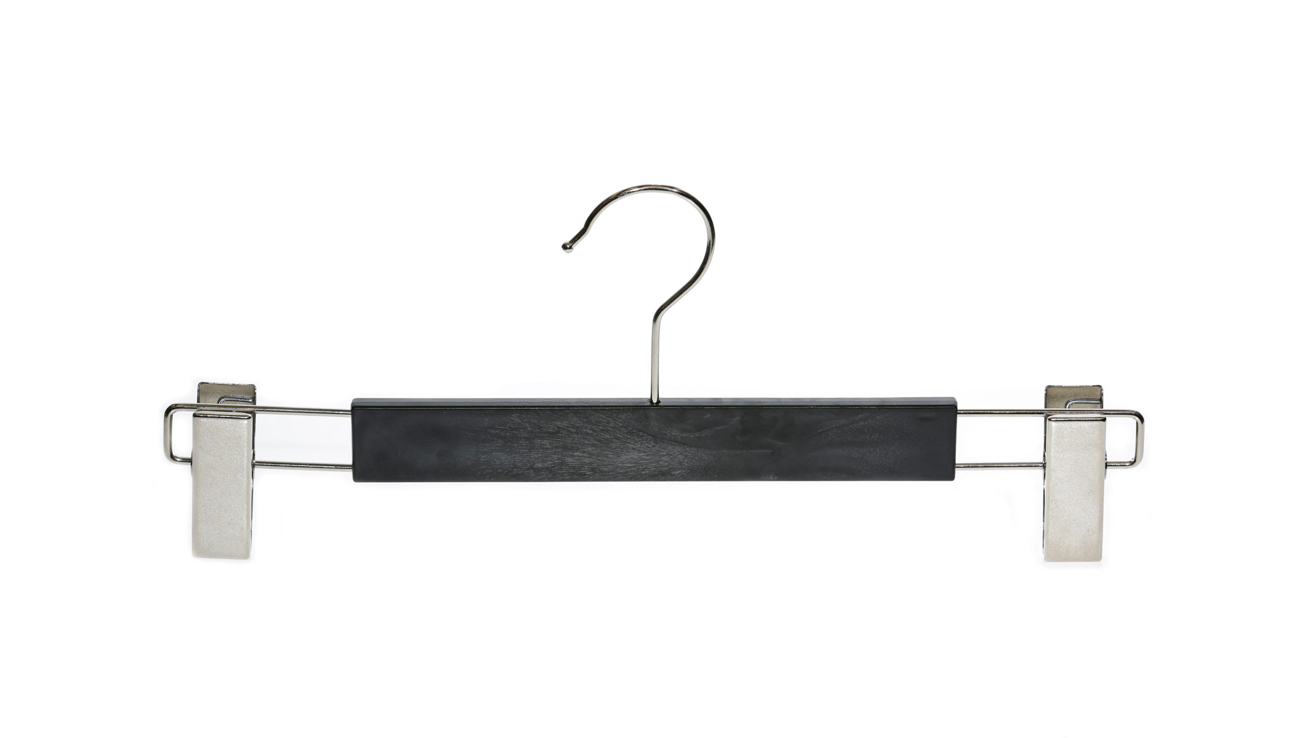 Wooden Trouser Hangers with Silver Clips Black - Clothes hangers